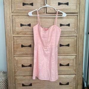 NWOT Reformation Audrey Linen Mini Dress Blush Pink Size 6